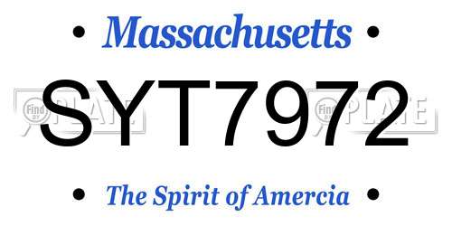 SYT7972 Massachusetts License Plate