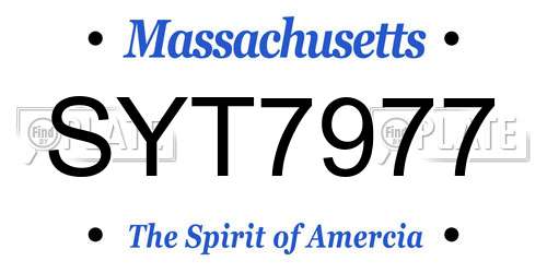 SYT7977 Massachusetts License Plate