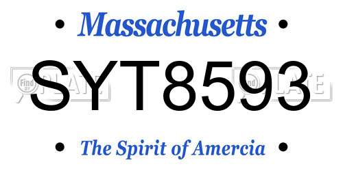 SYT8593 Massachusetts License Plate