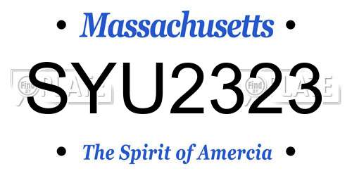 SYU2323 Massachusetts License Plate