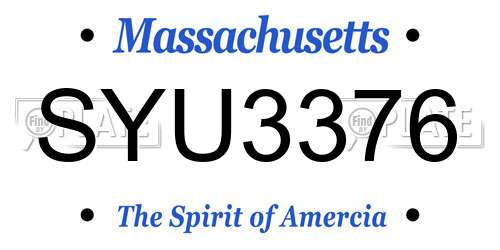 SYU3376 Massachusetts License Plate