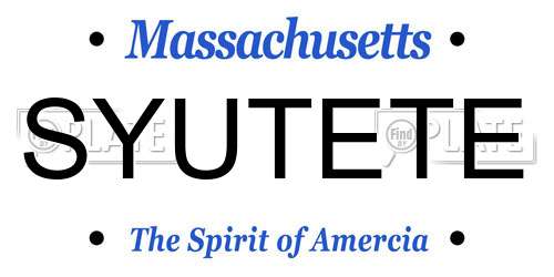 SYUTETE Massachusetts License Plate