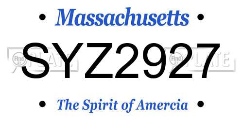 SYZ2927 Massachusetts License Plate