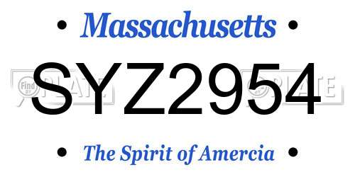 SYZ2954 Massachusetts License Plate