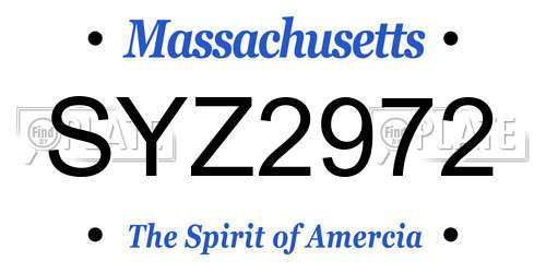 SYZ2972 Massachusetts License Plate
