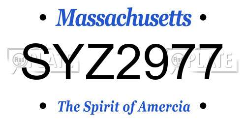 SYZ2977 Massachusetts License Plate