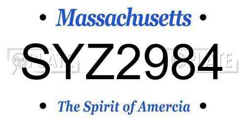 SYZ2984 Massachusetts License Plate