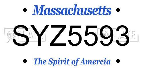 SYZ5593 Massachusetts License Plate
