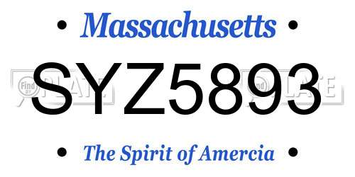SYZ5893 Massachusetts License Plate