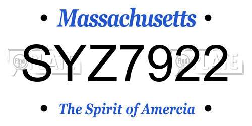 SYZ7922 Massachusetts License Plate