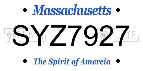 SYZ7927 Massachusetts License Plate