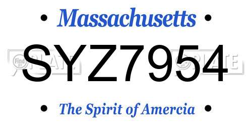 SYZ7954 Massachusetts License Plate