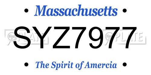 SYZ7977 Massachusetts License Plate