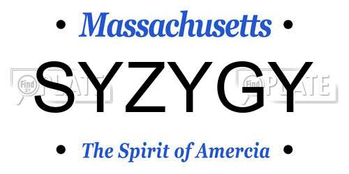 SYZYGY Massachusetts License Plate