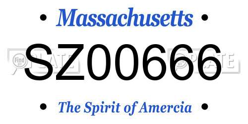SZ00666 Massachusetts License Plate