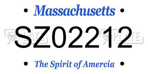 SZ02212 Massachusetts License Plate