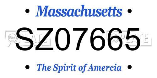 SZ07665 Massachusetts License Plate
