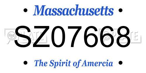 SZ07668 Massachusetts License Plate
