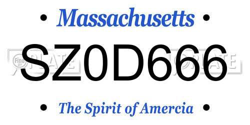 SZ0D666 Massachusetts License Plate