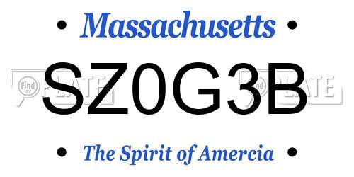 SZ0G3B Massachusetts License Plate