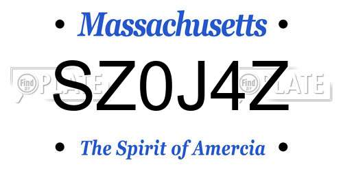 SZ0J4Z Massachusetts License Plate