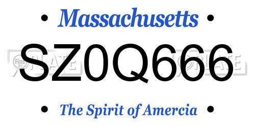 SZ0Q666 Massachusetts License Plate