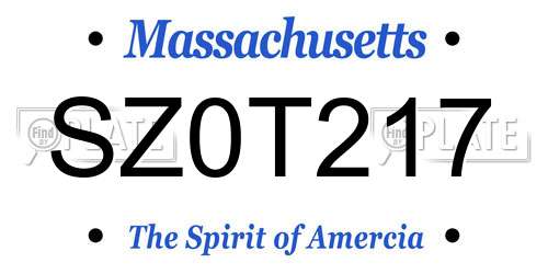 SZ0T217 Massachusetts License Plate