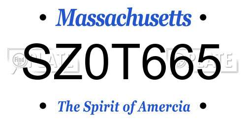 SZ0T665 Massachusetts License Plate