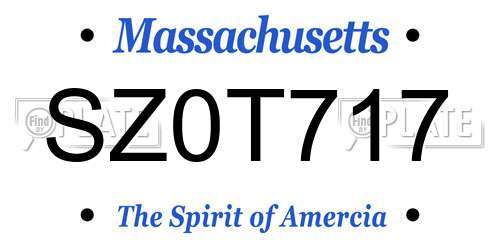 SZ0T717 Massachusetts License Plate