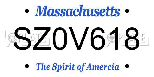 SZ0V618 Massachusetts License Plate