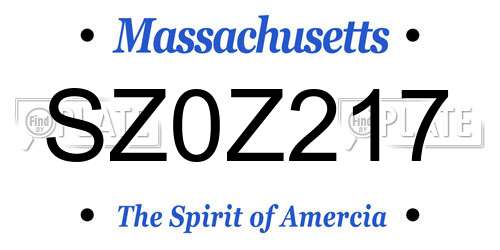 SZ0Z217 Massachusetts License Plate