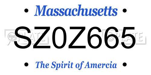 SZ0Z665 Massachusetts License Plate