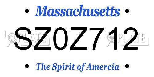 SZ0Z712 Massachusetts License Plate