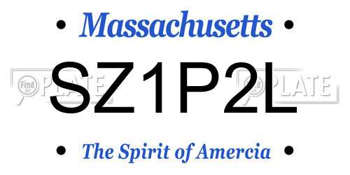 SZ1P2L Massachusetts License Plate