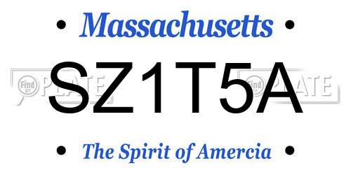 SZ1T5A Massachusetts License Plate