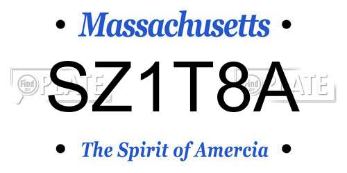 SZ1T8A Massachusetts License Plate