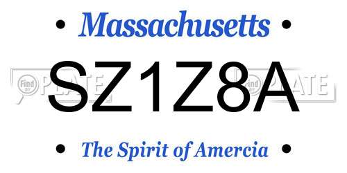 SZ1Z8A Massachusetts License Plate