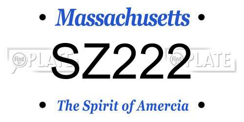 SZ222 Massachusetts License Plate
