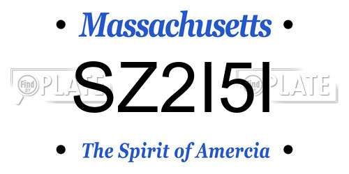 SZ2I5I Massachusetts License Plate