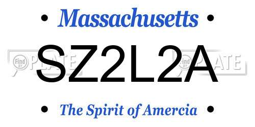 SZ2L2A Massachusetts License Plate