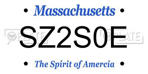 SZ2S0E Massachusetts License Plate