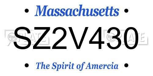 SZ2V430 Massachusetts License Plate