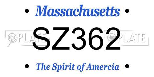 SZ362 Massachusetts License Plate