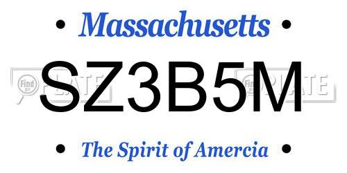 SZ3B5M Massachusetts License Plate