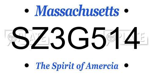 SZ3G514 Massachusetts License Plate