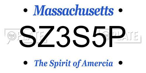SZ3S5P Massachusetts License Plate