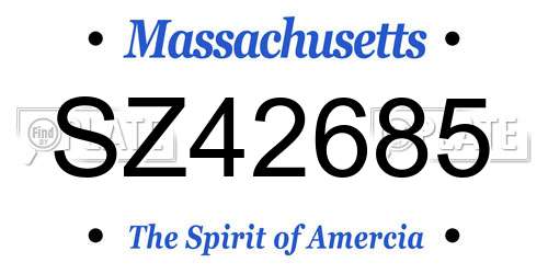 SZ42685 Massachusetts License Plate
