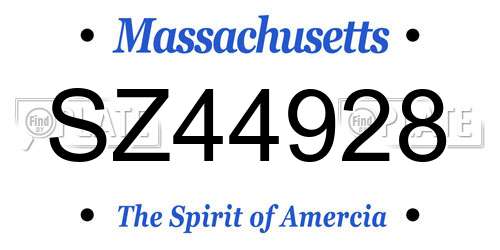 SZ44928 Massachusetts License Plate