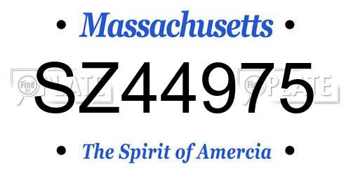 SZ44975 Massachusetts License Plate