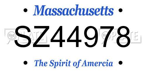 SZ44978 Massachusetts License Plate